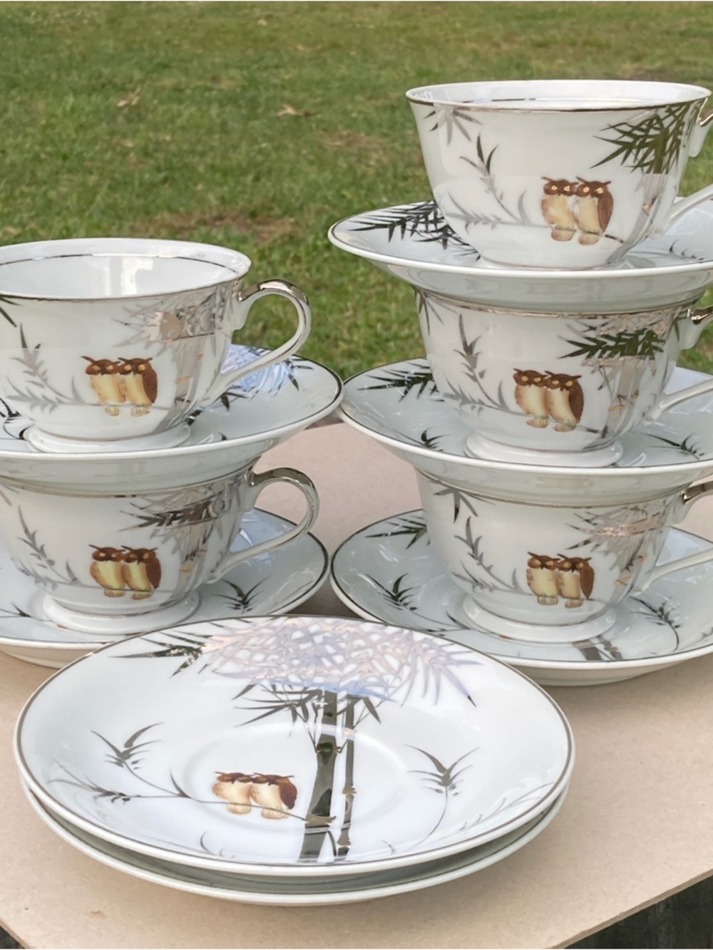Vintage Japanese Porcelain Tea Cup/Saucer Sets (S/5)